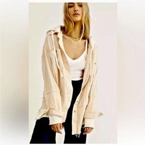 Free People We the Free Calico Basin RARE COLOR Stripe Button Down Jacket XS